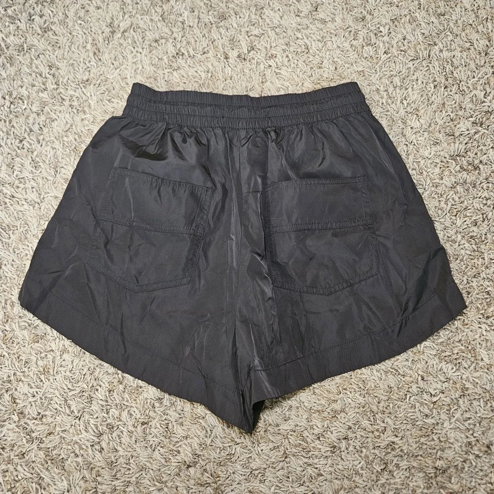 Zara Womens Black Small Athletic High Waist Shorts Black Zip Pockets Gym‎ Comfy